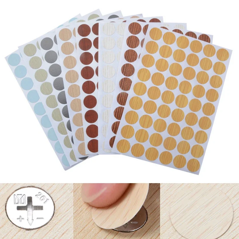 54Pcs Wooden Furniture Self Adhesive Screw Cap Cover Hole Stickers Wood Craft Desk Cabinet Drawer Art Sticker Ornament