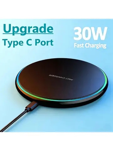 30W Fast Wireless Charger Pad For IPhone17 16 15 14 13 X Pro Max 8 Samsung Galaxy S23 Xiaomi Wireless Charging Station Chargers