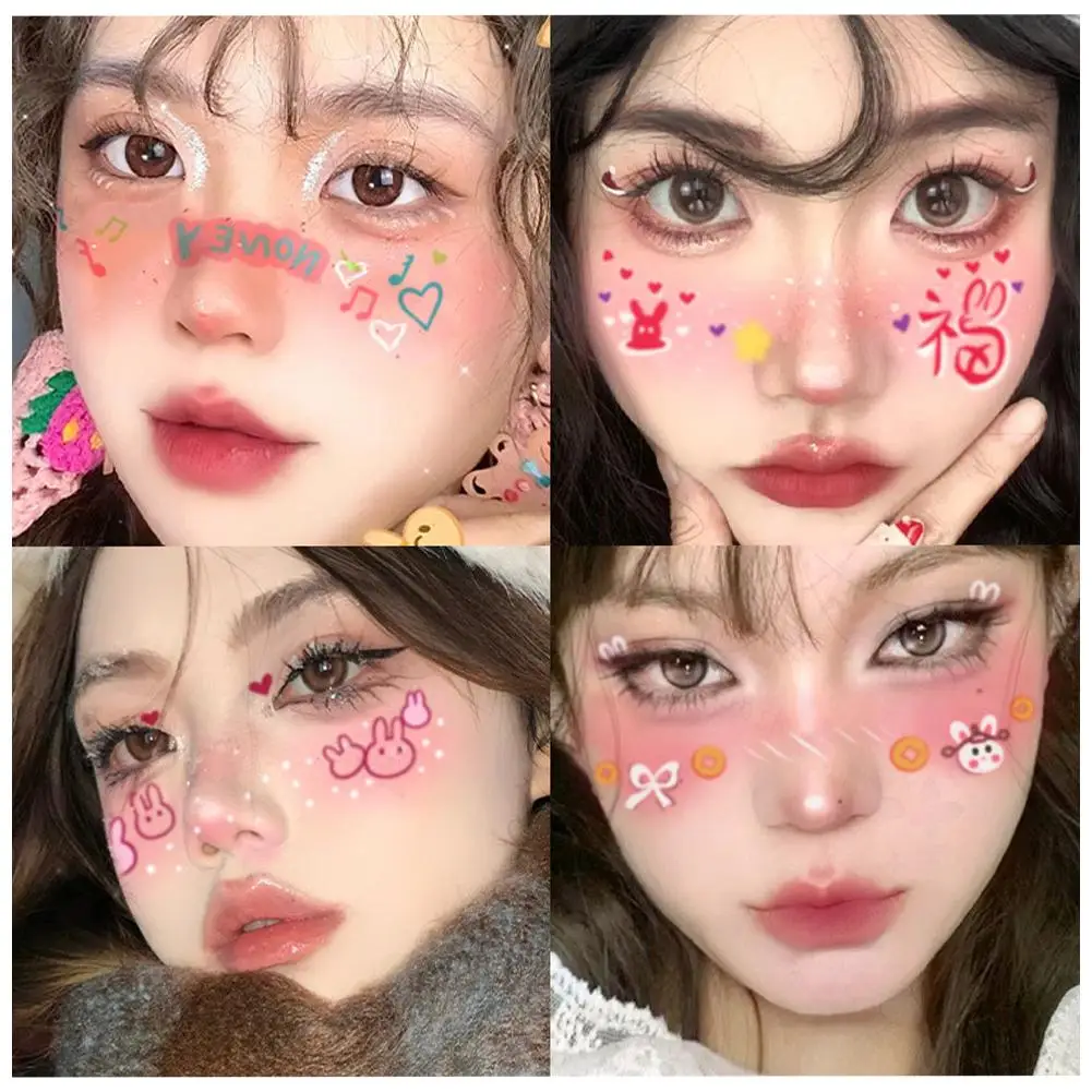 Christmas Makeup Face Stickers Disposable Tattoo Sticker Cute Xmas Tree Love Sweet Waterproof Korean Makeup Decorative Stickers