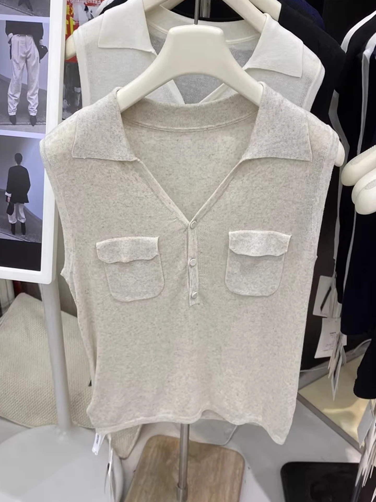 لون بسيط Faion Summer Ne محبوك أعلى فريدة من نوعها Svel هوديي Sli الكورية Sle مستقيم قطع مزيج الحرير #5