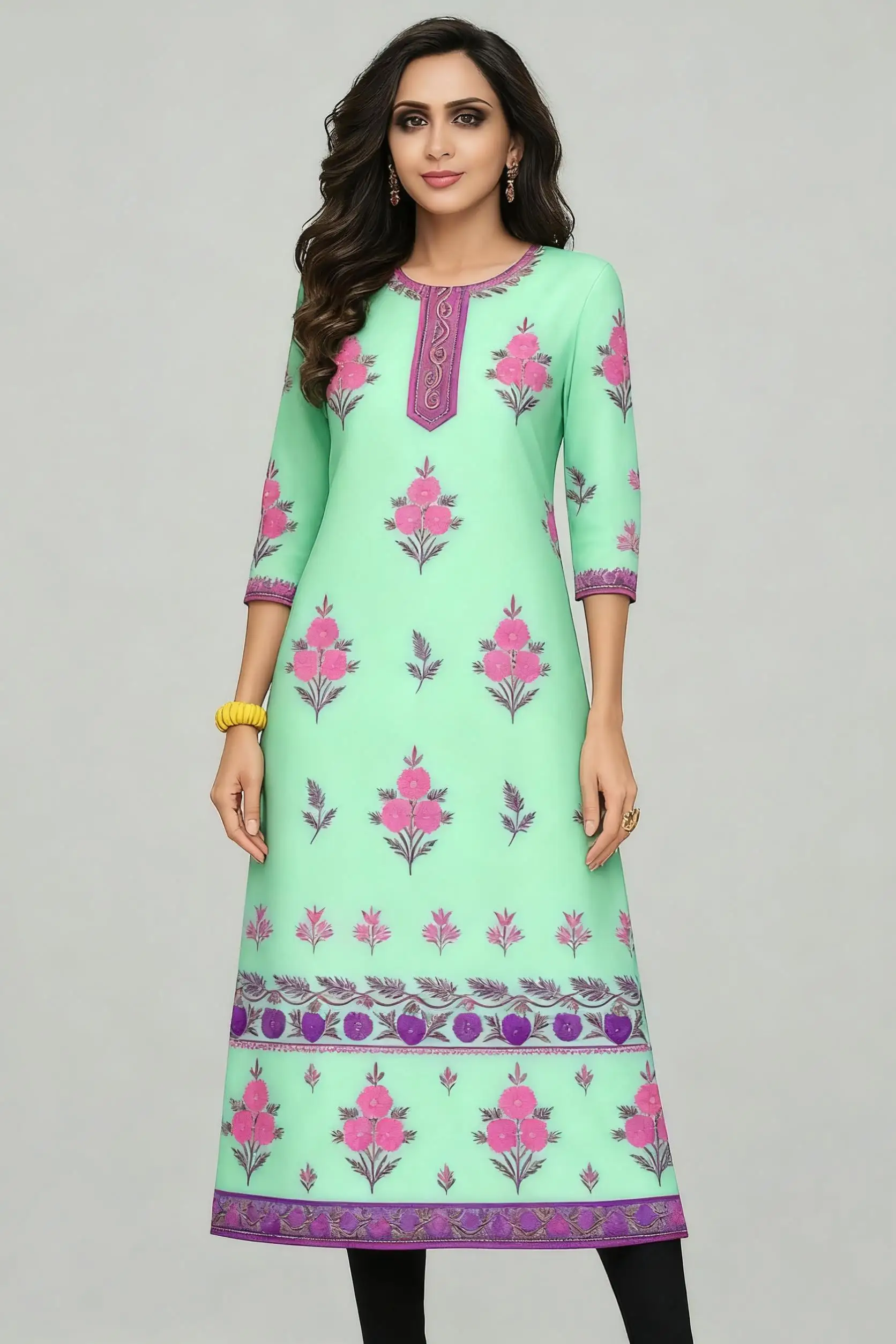 Muslim Kurt Flowers Women's Fa - Ethnic Fashion Kurtis recension och pris