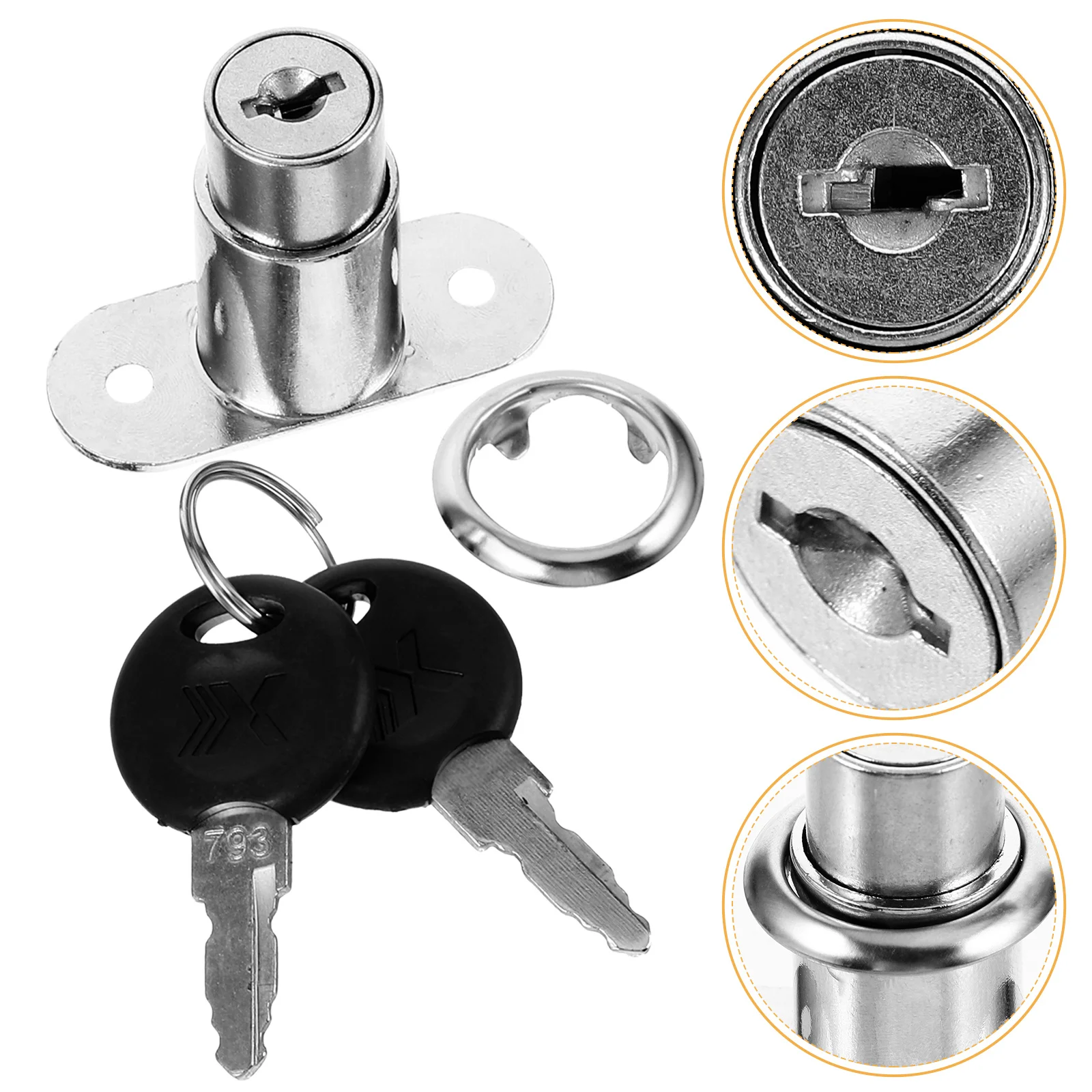 

Tool Box Lock with 2 Keys Cabinet Door Drawer Mailbox Safety Lock Cam Lock Set Hardware Accessory for Furniture Security