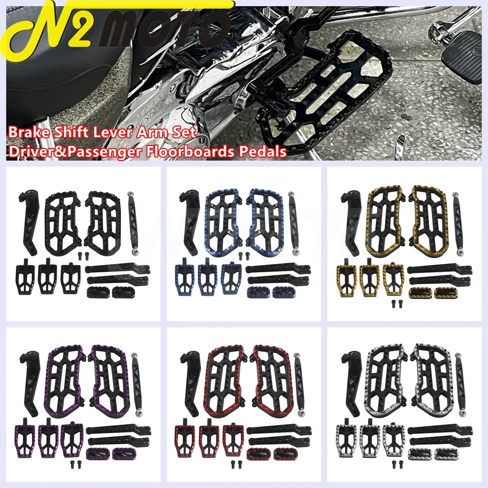 Motorcycle Floorboards Pedals Brake Shift Lever Arm Set For Harley Touring Street Road Glide Electra Glide Road King 2014-2026