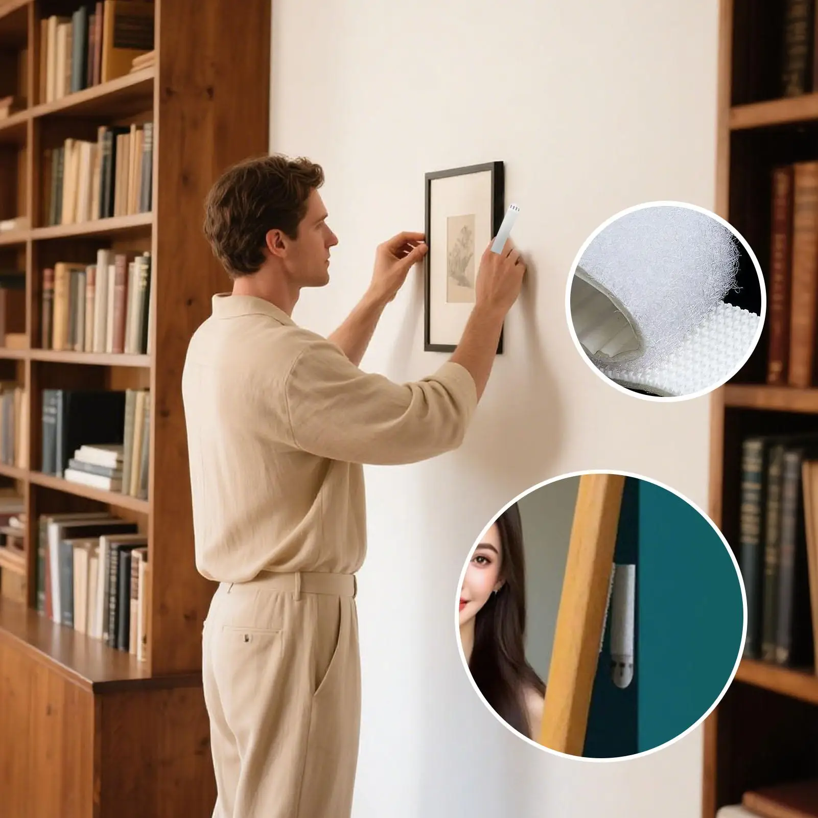 Hook And Loop Tape Sticky Back Hook And Loop Strips With Adhesive 12 Pieces No Punching Reusable Fastener Wall Hanger For