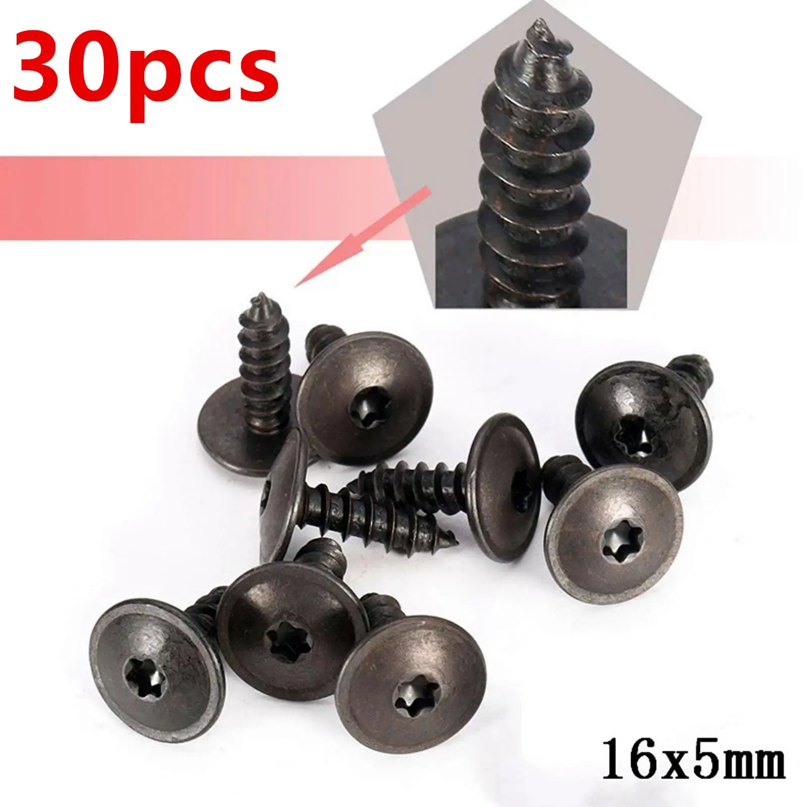 30pcs Car Clips Fastener For Audi For VW 5x16mm Car Fastener Clips Accessories Engine Splash Guard Self Tapping Screws