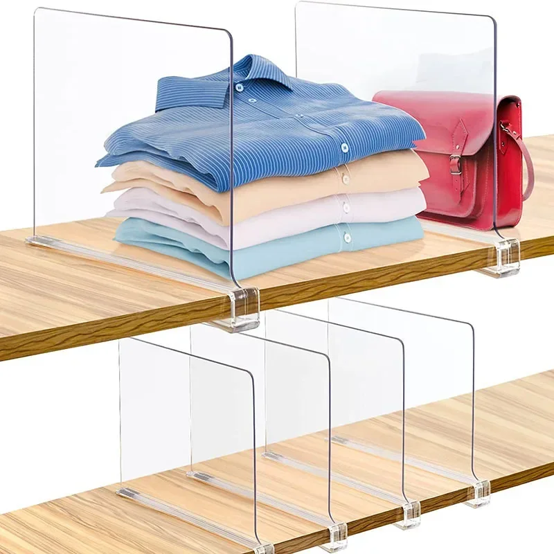 Acrylic Shelf Dividers Closet Wardrobe Cupboard Organizer Transparent Wooden Closet Separator For Clothes Shelves