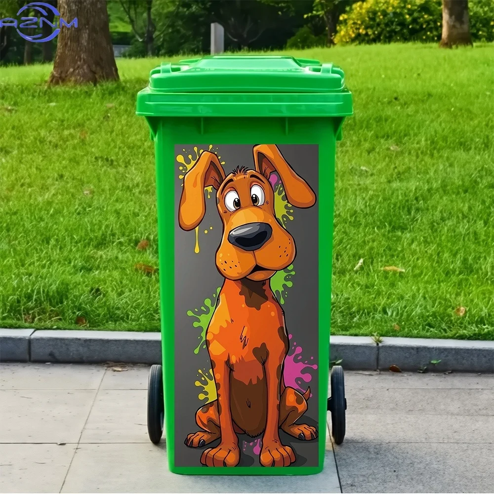 1 Sheet, Colorful Graffiti Cute Puppy Theme, Trash Can Stickers, Decorative Self-Adhesive PVC Decals, Outdoor Waterproof, Suit
