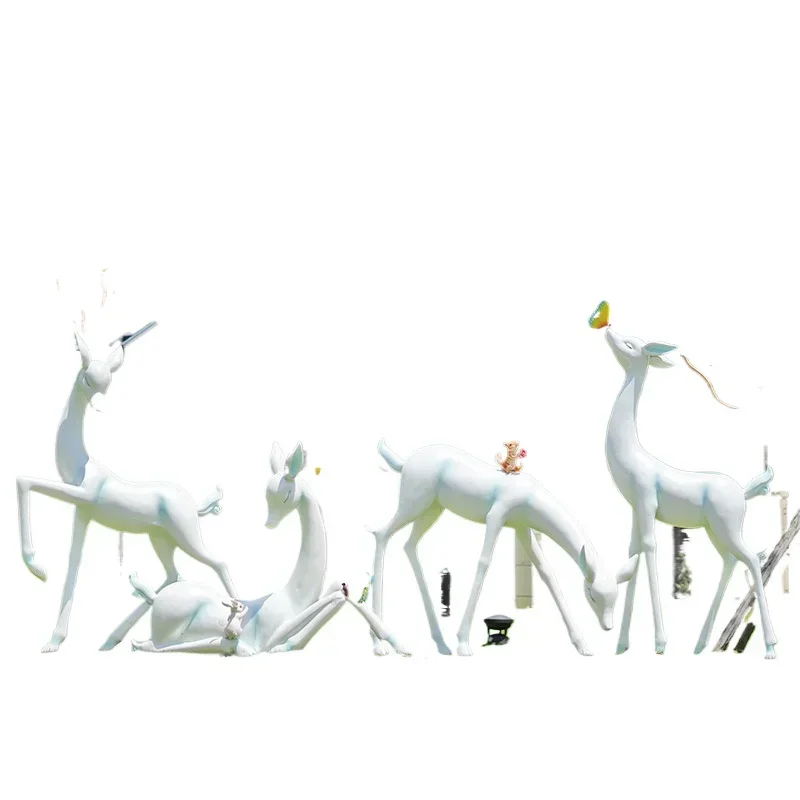

Abstract and simple sika deer ornament outdoor fiberglass sculpture outdoor sales office community park lawn decoration