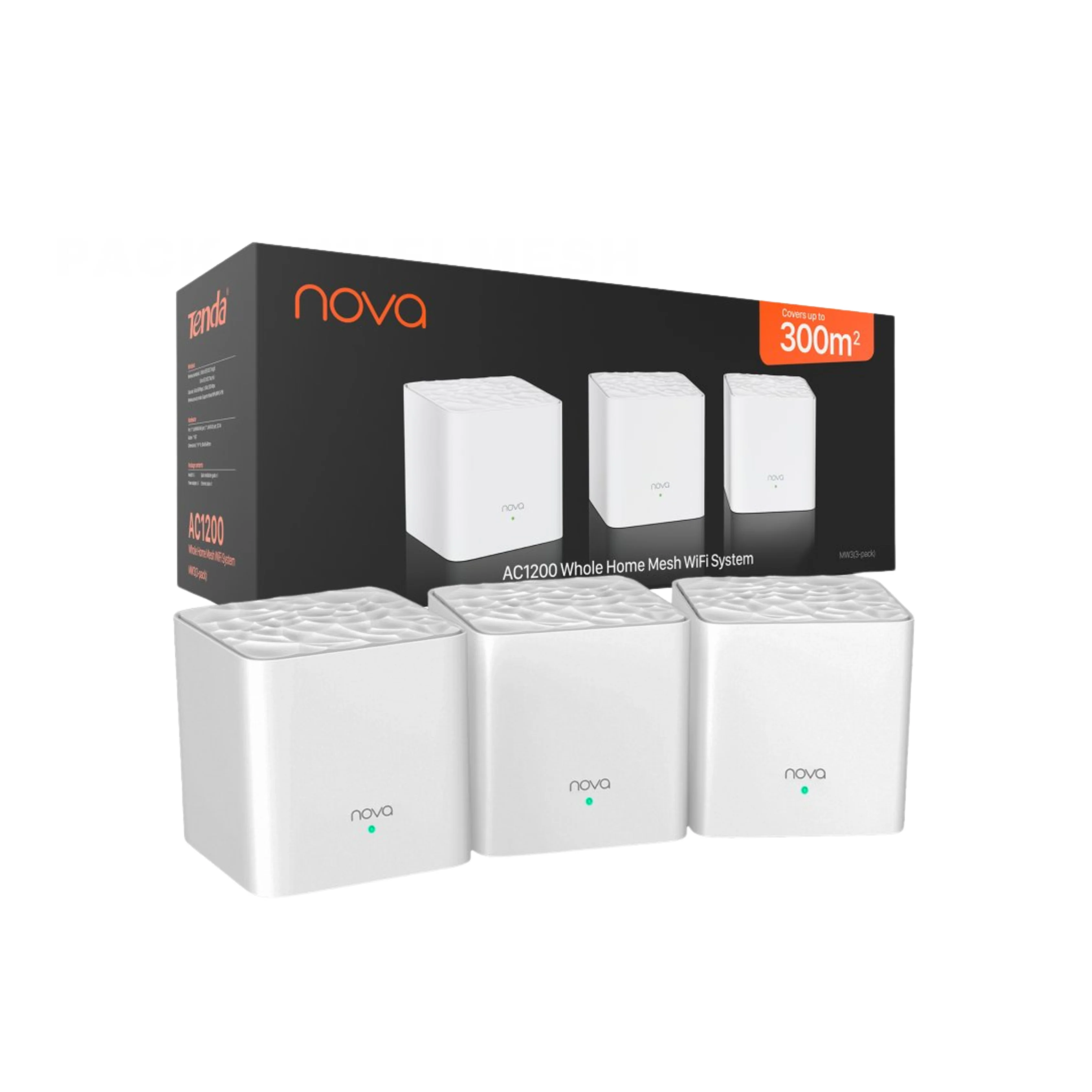 

Tenda MW3 3-Pack Wireless New Star Mesh WiFi System Up to 3500 Square Feet Full Home Coverage Router Expander AC1200 Home