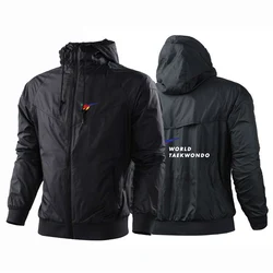 WTF World Taekwondo Federation New Men's Splicing Windbreaker Thin Comfortable Slim Fit Sports Zipper Jacket Hoodies Coat