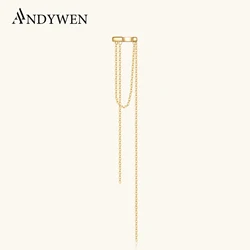 ANDYWEN Women 100% 925 Sterling Silver Fine Fashion EarCuff Long Earring Clips Jewelry 2024 Wedding Party Jewelry