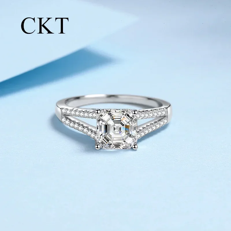 

18K White Gold Luxury Platinum 2 Carat Moissanite Diamond Rings for Women Pt950 Sparkling Wedding Fine Jewelry Girl Gift