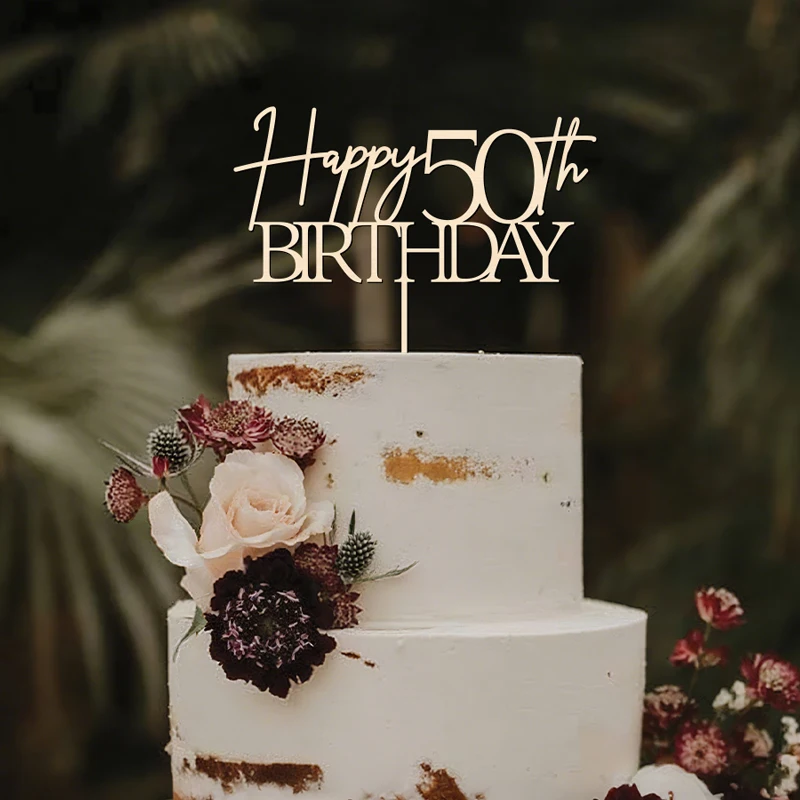 YOMDID Tortenaufsatz zum 50. Geburtstag, Geburtstagskuchen-Plektrum, 50. Kuchendekoration für fröhliche 50. Jahrestagsparty-Kuchendekorationen – Detail 9