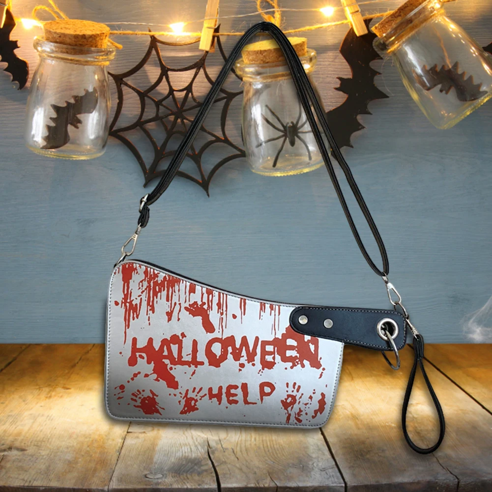 

Halloween Handbag Adjustable Strap Clutch Purse Knife Shaped PU Leather Small Purse Gothic Clutch Bag for Halloween Outdoor