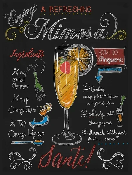 Mimosa Cocktail Tin Sign art wall decoration,vintage aluminum retro metal sign,