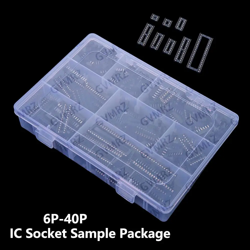 8Values 6P-40P ​​200PCS IC Socket Sample Package 6P 8P 14P 16P 18P 24P 28P 40P Component