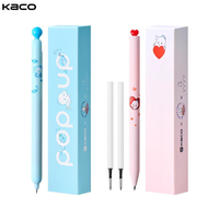 KACO FIRST&POPUP Gel Pen Click&Twist 0.5mm Black Double Ballpoint Quick-Drying Writing Smooth For girls kawaii stationery stylos