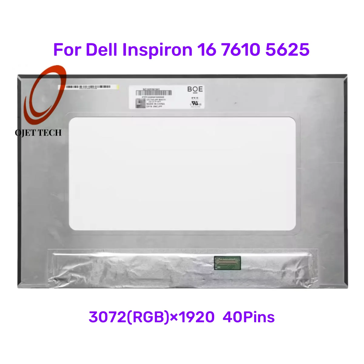 

16 Inch Slim 40 Pin Screen For Dell Inspiron 16 7610 5625 NE160F8M-N41 NE160F8M-N42 B160QAN01.0 3072*1920 3K IPS Panel