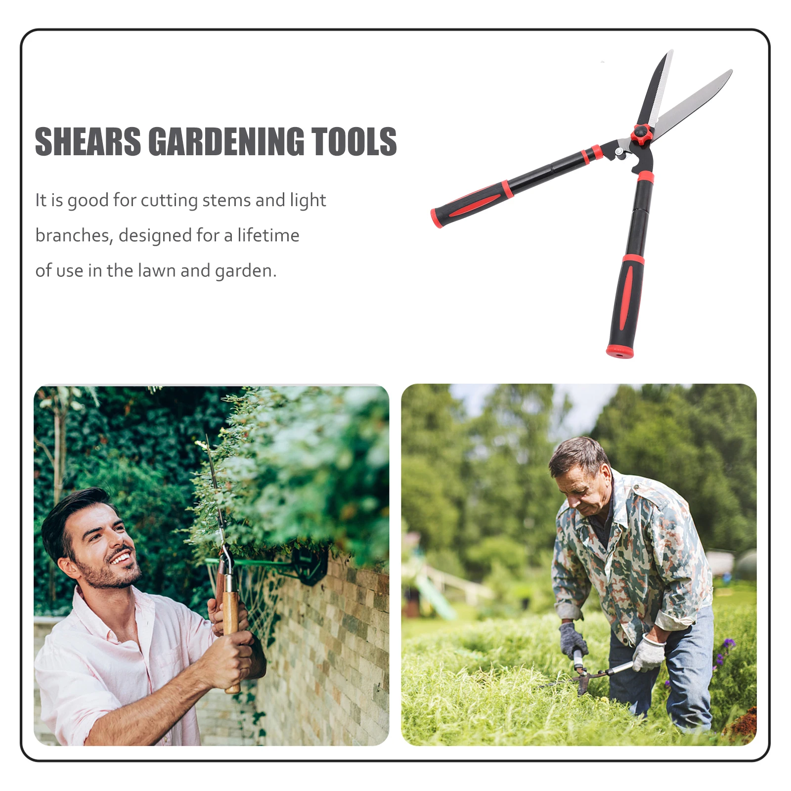 

Ergonomic Extendable Hedge Trimmers Heavy Duty Manual Garden Shears Pruning Clippers Shockproof Steel Handle