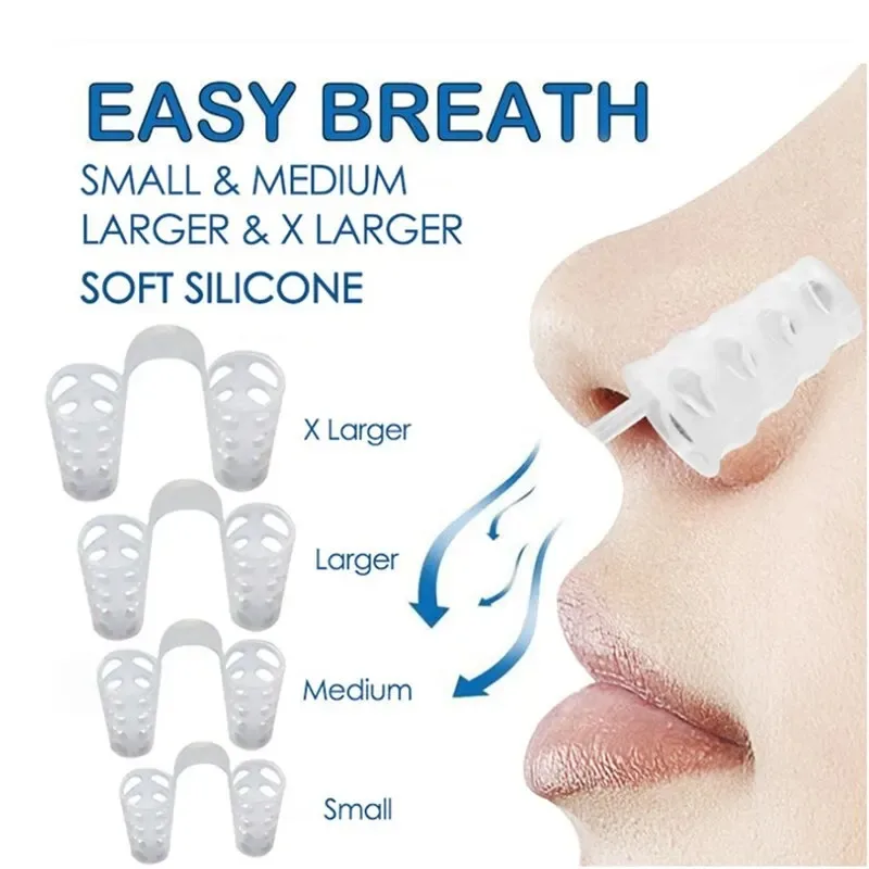 4 Pc Anti-Snoring Device Silicone Anti-Snoring Mini Nose Clip Hollow Style Invisible Silencer Sleep Filter Respirator Sleep Tool