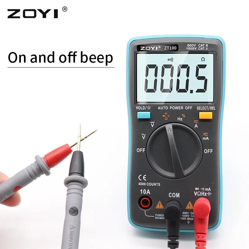 Digital Multimeter ZT100 4000 counts DC/AC Voltage Current Capacitance Hz Diode Ohm tester Ammeter Voltmeter Backlight