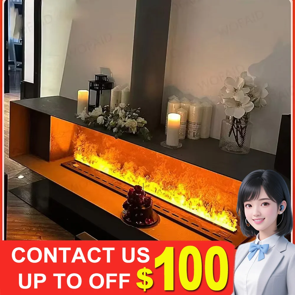 مدفأة التغشية الذكية 7 ألوان LED مدفأة يتم التحكم فيها بالواي فاي، مرطب ديكور الفندق، مدفأة كهربائية بالبخار