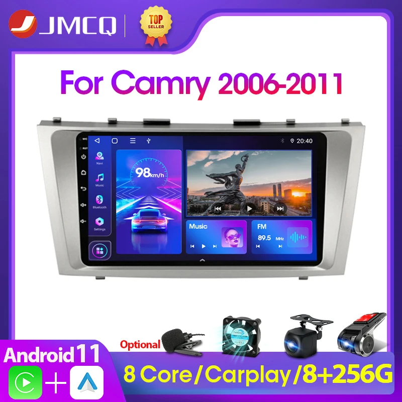 JMCQ Android 11 4G DSP CarPlay Car Radio Multimidia Video Player Navigation GPS For Toyota Camry 40 50 2006-2011 2 din dvd