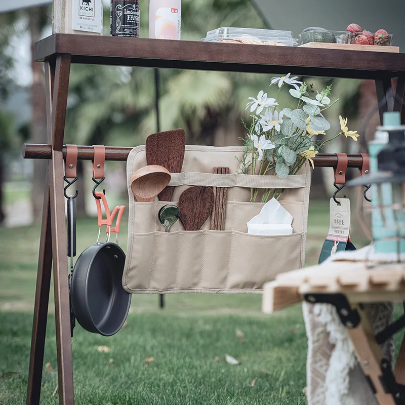 

Outdoor Picnic Utensil Storage Bag Portable Camping BBQ Cookware Set Kitchenware Storage Hanging Bag Camping Gear