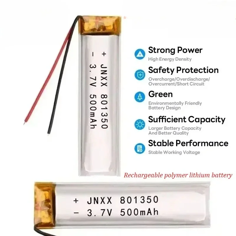 1-20pcs 500mAh 801350 Battery Lithium Polymer Li Po Battera 3.7V for Portable Projector Shaving Machine Neck Beautifier Recorder