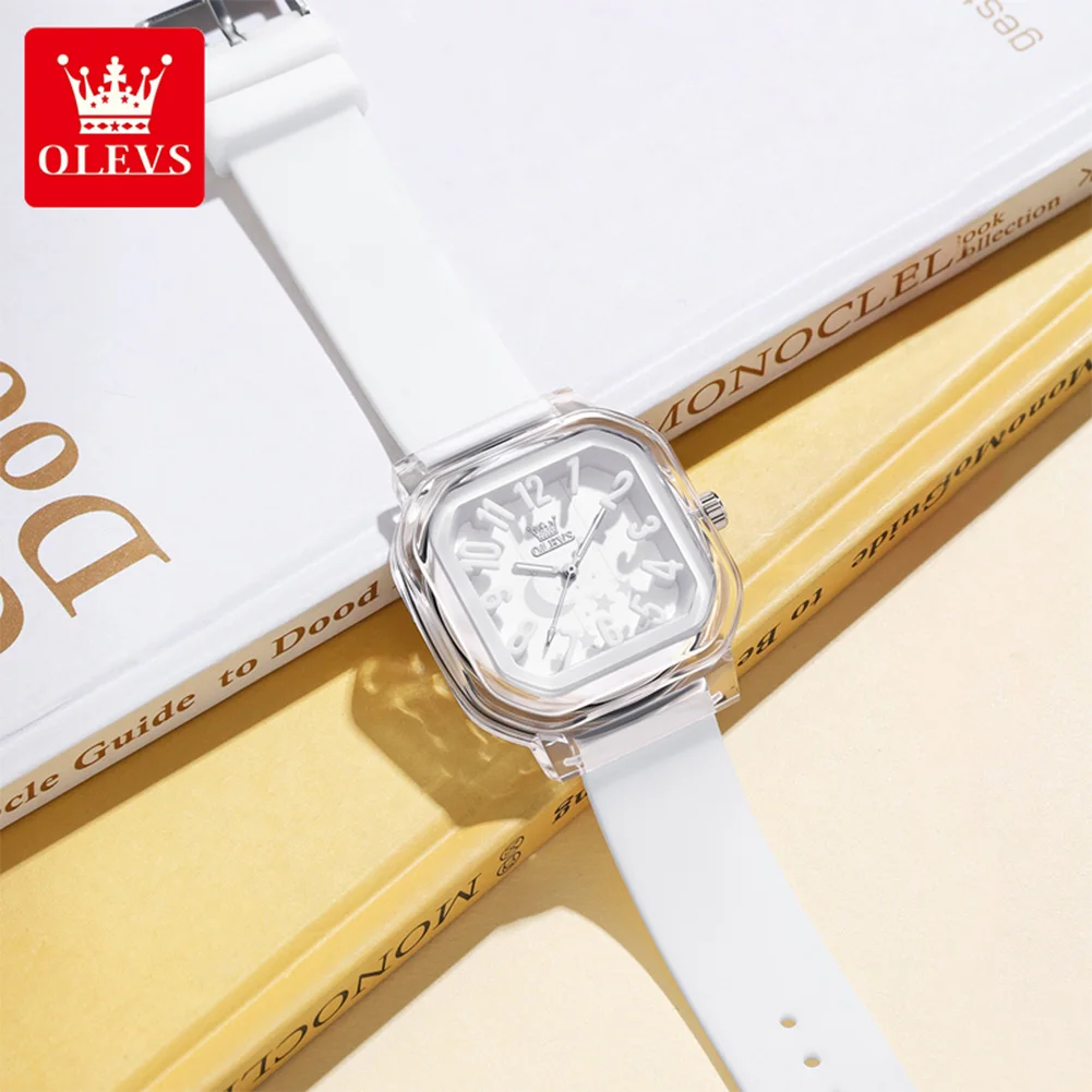 OLEVS 3711 Students Quartz Movement Watch Elegance Sweet Dreams Numeric Dial Silicone Strap Luminous Function Watch