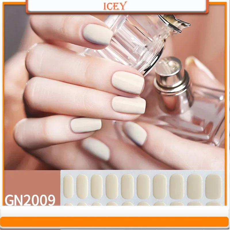 ICEY BEAUTY-Ensemble d'autocollants pour ongles monochromes, anciers complet, sans cuisson, amélioration du gel, 1 lot