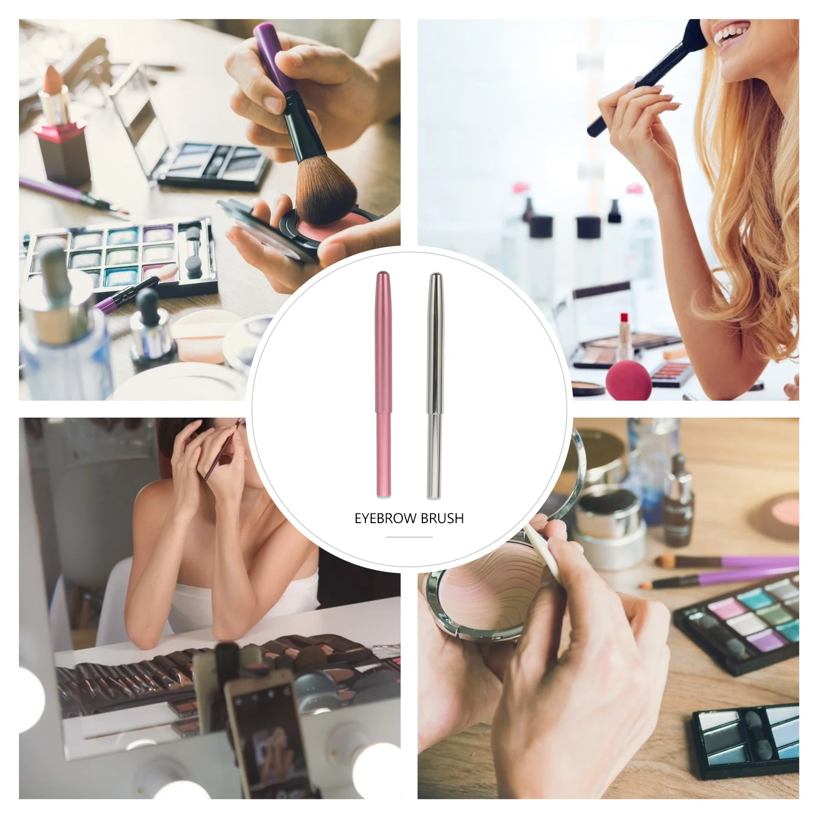 

2pcs Acrylic Makeup Brush Set For Lips Eyebrows Smooth Handle Portable Tool Women Gift Fiber Applicator