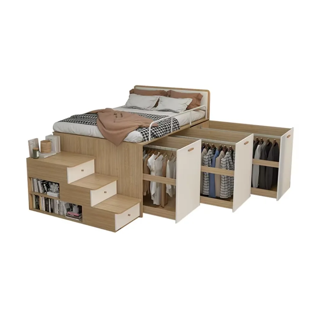 Custom Thick Pine Extendable Storage Bed Frame MDF Construction Space-Saving Durable Easy Assembly Comfortable Bedroom Furniture