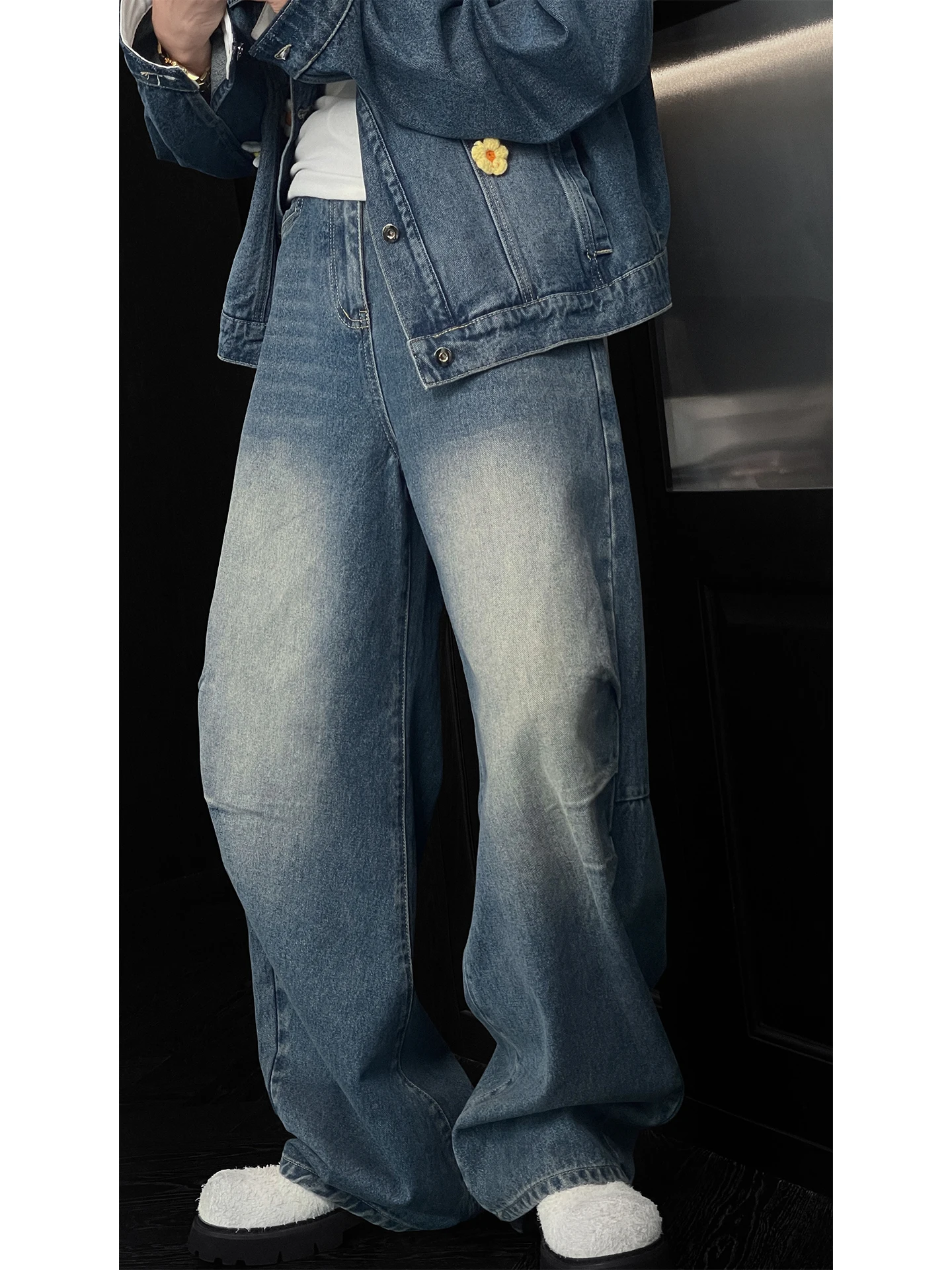 Men's 2025 Autumn New Fashion Two-Piece Sets Stylish 2pcs Elegant 3D Floral Chic Denim Jackets Retro Jeans Men's Long Pants Sets