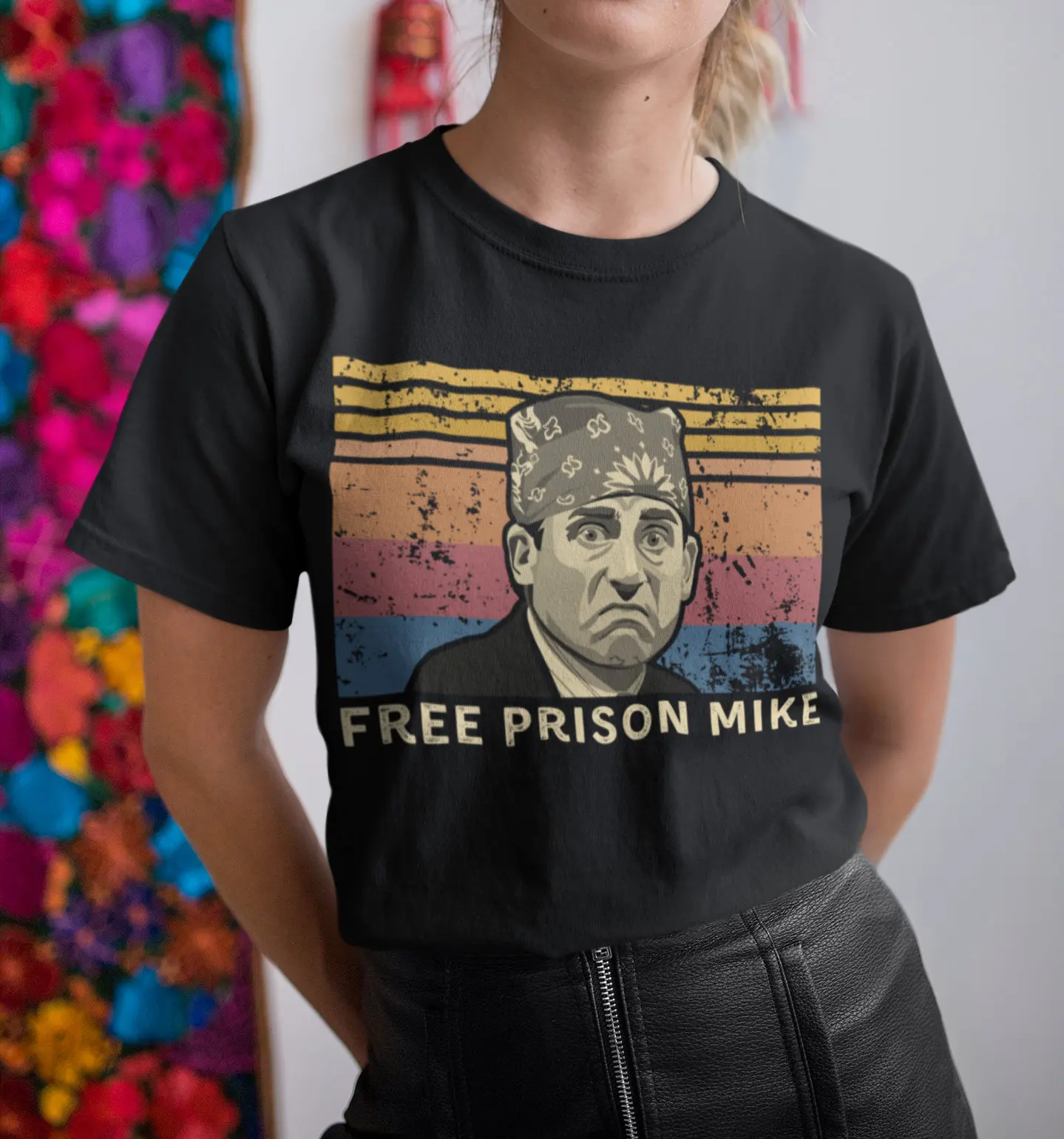تي شيرت Free Prison Mike Vintage Retro تي شيرت عالي الجودة مطبوع من القطن الخالص للنساء صيفي أمريكي ريترو مطبوع قصير #1