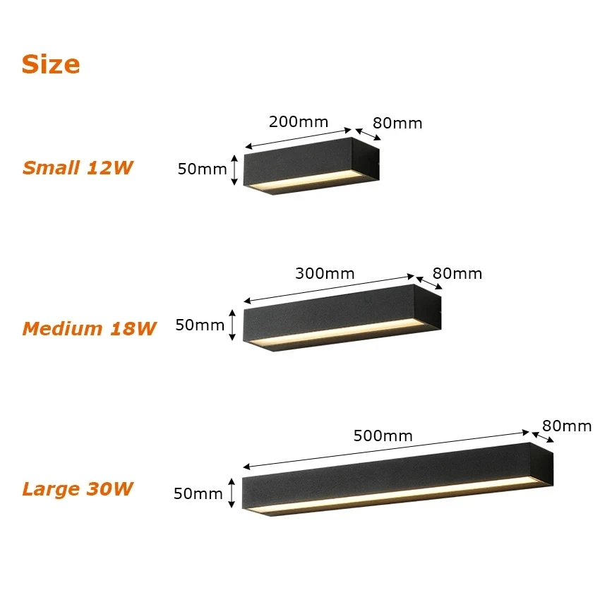 Outdoor waterproof long strip exterior wall lamp, courtyard wall, storefront entrance, single-sided bedside, wall washing, IP65