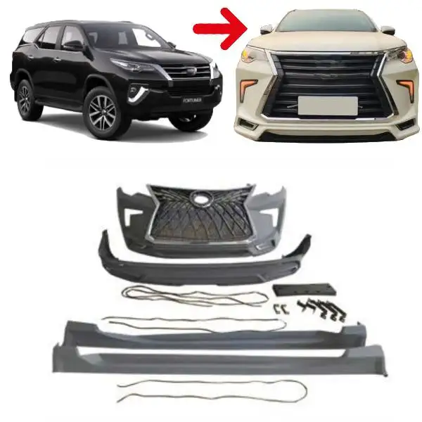 car Body kits for Toyota Fortuner (SW4) 2016 2018 to Lex Style Front and Rear Bumper kit