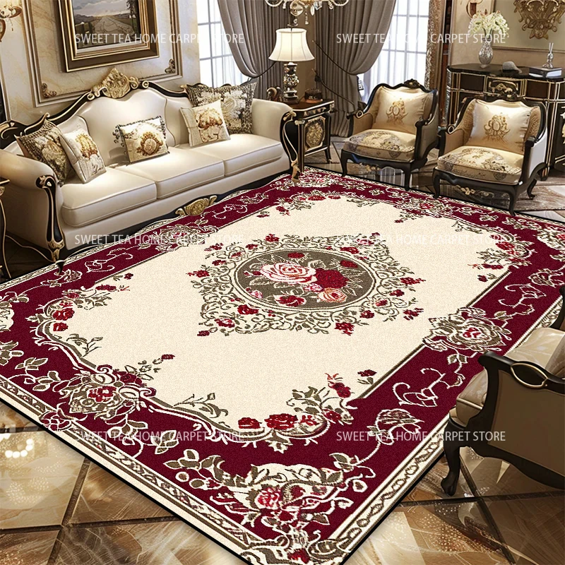Europe and America Luxury Carpet Large Area Living Room Decoration Red Rug Bedroom Non-slip Carpets Washable Coffee Table Mat 카펫