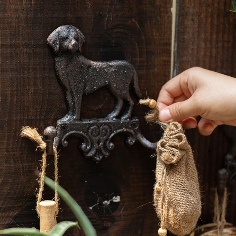 Vintage Iron Metal Hooks Cat Dog Garden Decor Home Storage Wall Hooks Home Decor Garden Patio Outdoor Decoration Rustic Style