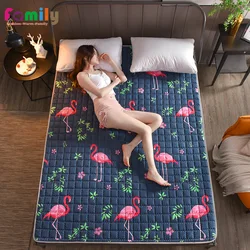 Sleeping Pad with Elastic Straps, Cool Bed Mat Kit, Cartoon Flamingo Quilting, Mattress Protection, Summer