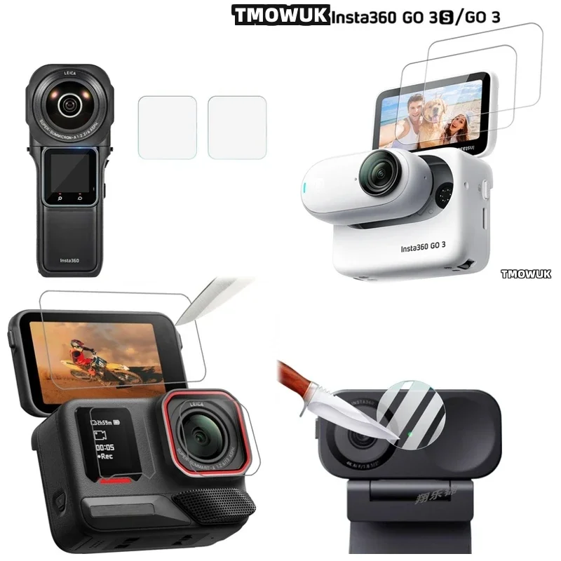 

Clear Hard Tempered Glass LCD Protector + Flexible TPU Lens Film For Insta360 ACE Pro AcePro 2