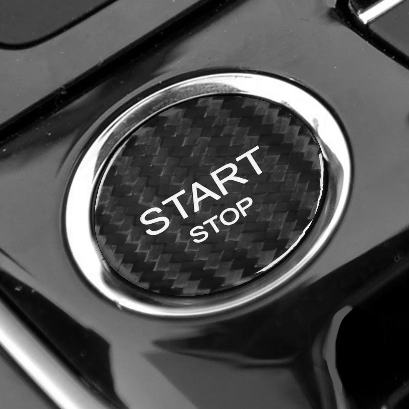 

Engine Start Stop Button Cover Auto Decoration Sturdy Carbon Ignition Starter Sticker for Car