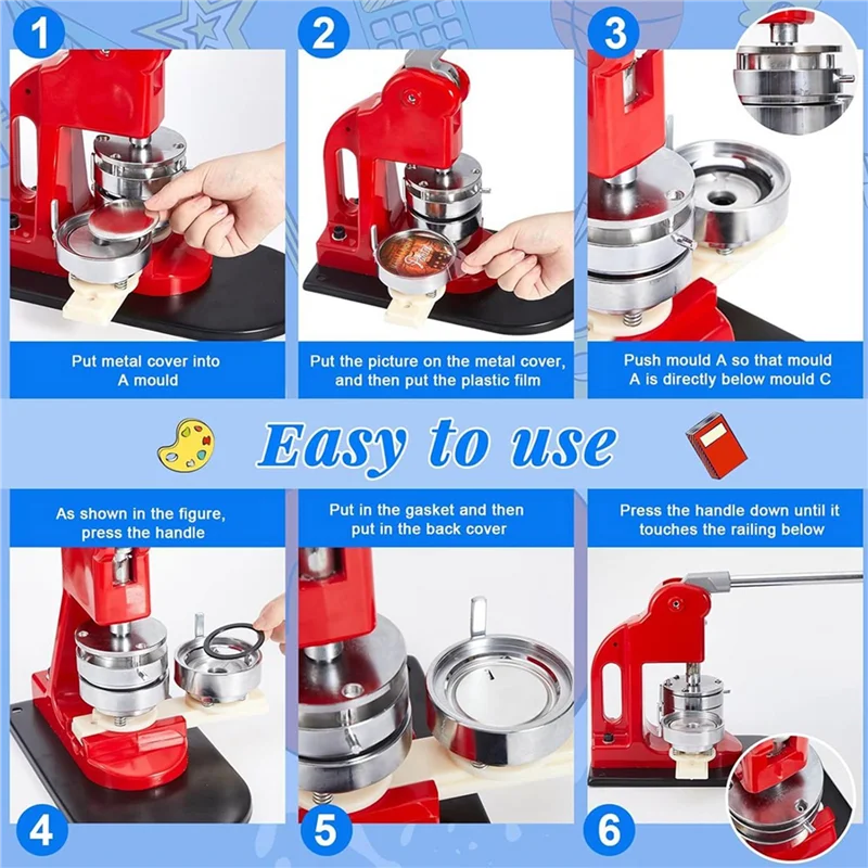 AC23-Button Making Keychain Supplies Metal Button Badge Set,Metal Shell, Plastic Film, Backing Parts, Button Machine Keychain