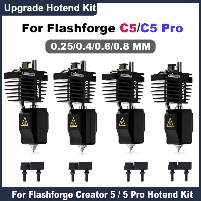 C5 Hotend Nozzle Assembly for Flashforge Creator 5 5 Pro Quick Swap Hardened Steel 0.25/0.4/0.6/0.8mm Extruder Replacement Parts