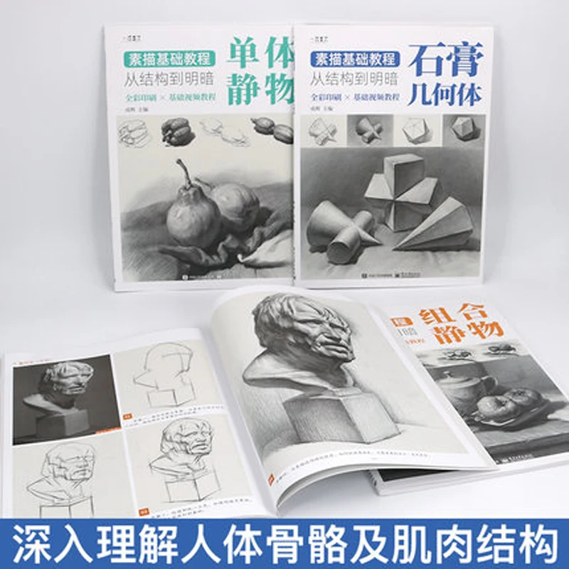 4 Book.set Basic sketch tutorial from structure to light and shade Still life plaster geometry figure sketch Painting Drawing