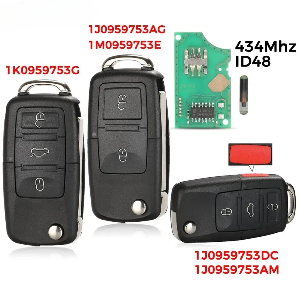 

Jingyuqin 2/3/4 кнопки откидной дистанционный ключ 315/434 МГц ID48 чип для VW для SEAT Altea Ibiza Leon Toledo T5 FOB 1J0959753AG 1M0959753E