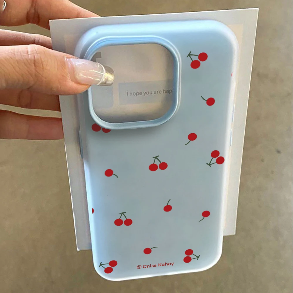 Für Samsung Galaxy S21 S26 S25 S24 S23 S22 Ultra Plus FE Hülle Einfache Kirschmuster Niedliche Abdeckung Für A37 A36 A54 A55 A56 Bonbonfarben Funda – Detail 3