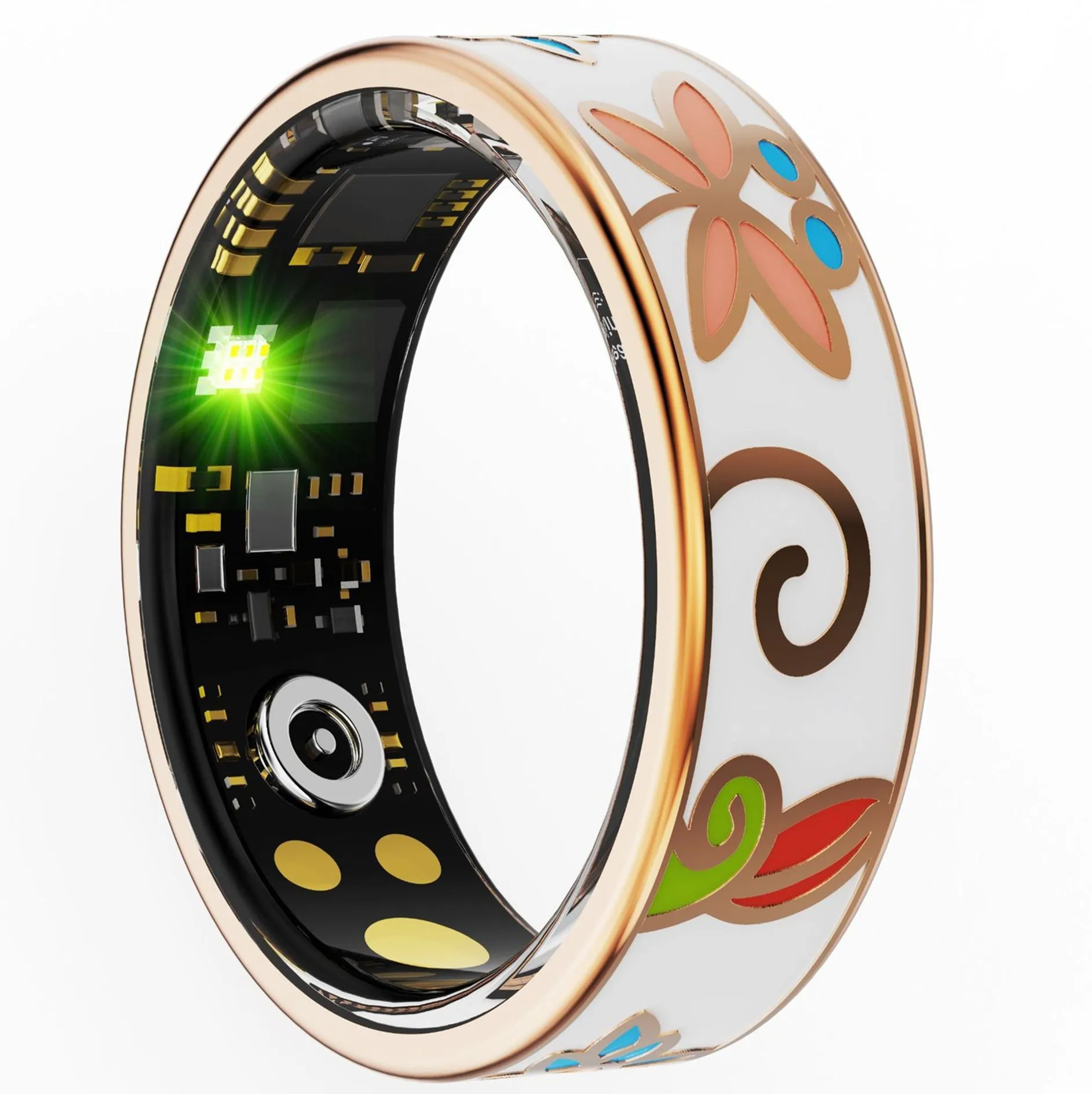 Enamel Smart Ring Heart Rate Blood Pressure Health Monitoring Outdoor Sport Fitness Tracker Waterproof Bluetooth Bracelet Rings