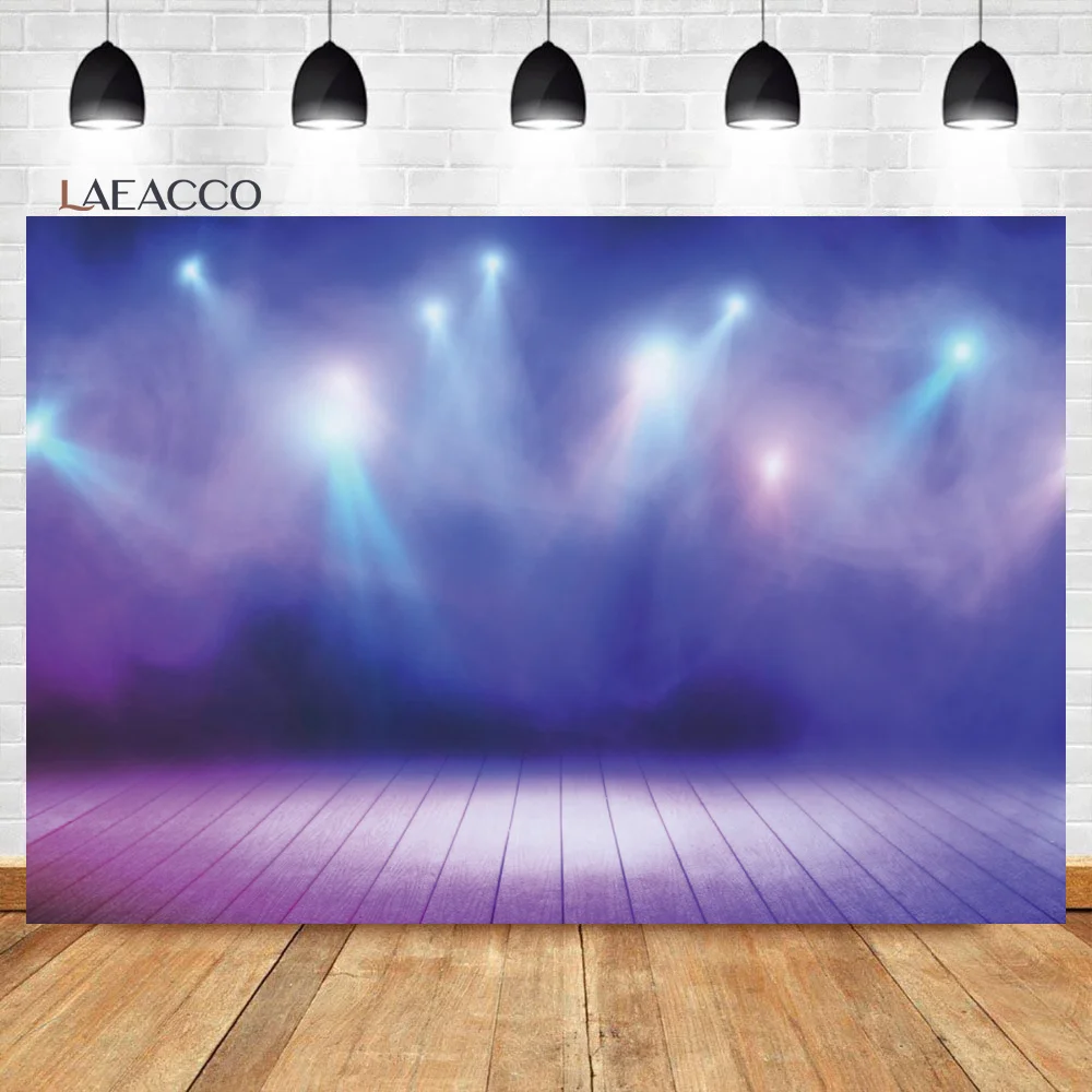 Laeacco Purple Lighting Wood Floor Stage Decor Photocall Backdrop Kids Adult Portrait Photography Background For Photo Studio