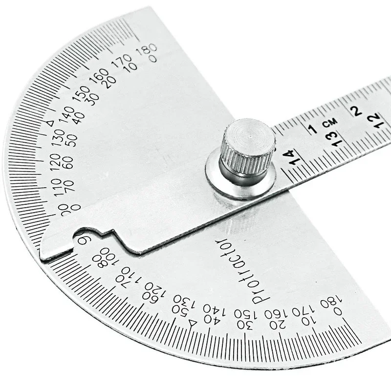 180 Degree Protractor Metal Angle Finder Angle Ruler Woodworking Tools Measuring Ruler Angle Meter Stainless Steel Goniometer